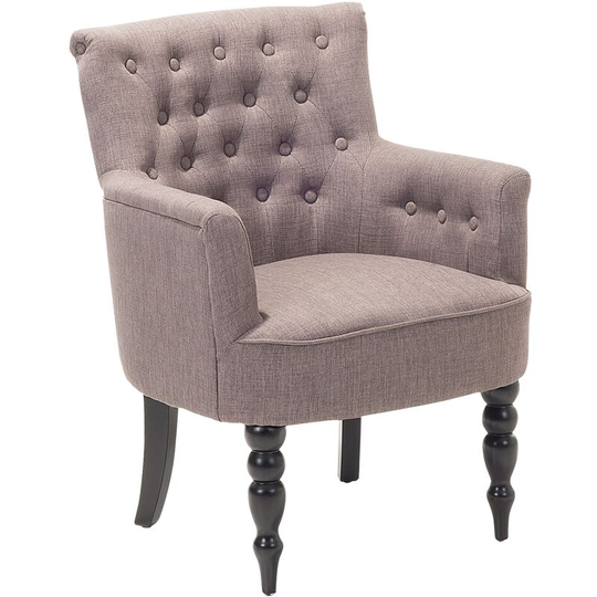 Beliani - Classic Buttoned Tufted Upholstered Armchair Wooden Legs Beige Alesund - Beige