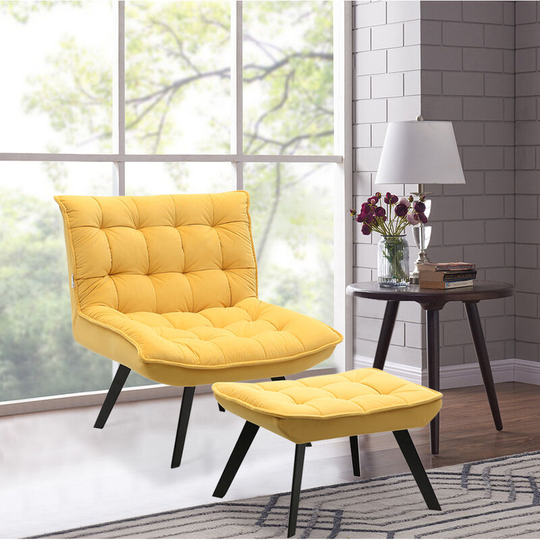 Modern Lounge Chair And Footstool Yellow - Livingandhome