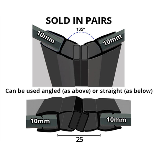 Black Magnetic Shower Seal for Screens or Doors | Fits 10mm Glass | Sold as Pairs | MAG003B (260cm) - Clear