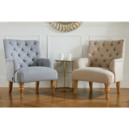 The Elegant Grey Button Back Occasional Padstow Armchair