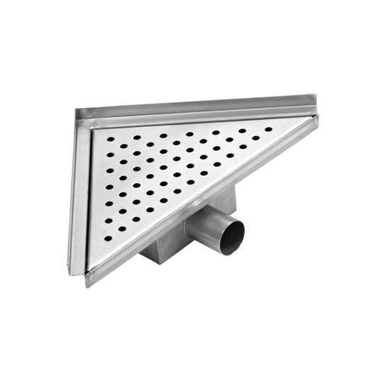 262mm Corner Brushed Stainless Steel Shower Drain with Grate - Milano