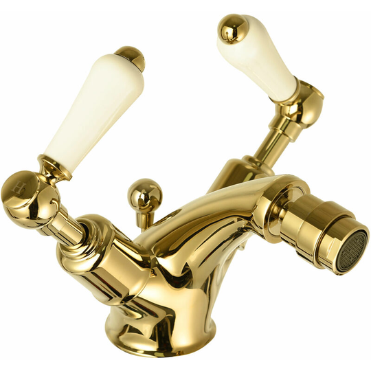 Jtp Grosvenor Lever Bidet Mixer Tap with Pop Up Waste - Antique Brass