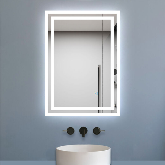 Aica Sanitär - 500x700mm Bathroom Mirror with led Lights, Anti Fog Touch Sensor Vanity Wall Mounted Frameless Vertical or Horizontal IP44 Rated
