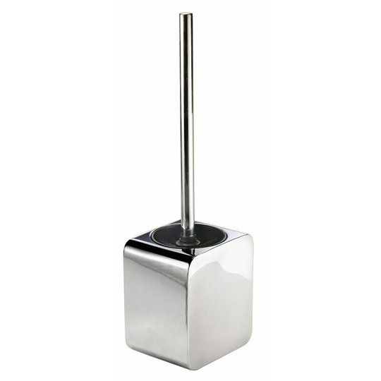 Bathroom wc Toilet Brush and Holder Freestanding Square Cleaning Brush Chrome - Silver