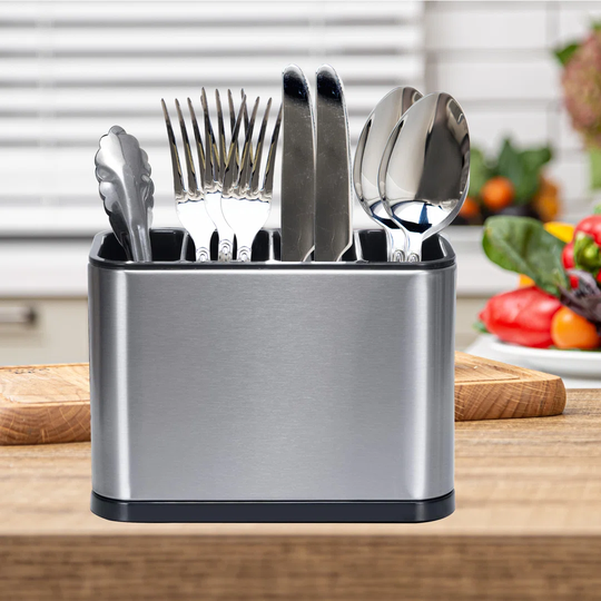 Kitchen Cutlery Holder Utensil Storage Organiser Stainless Steel Kitchen Utensil Holder Anti Slip Water Draining Design Easy To Clean