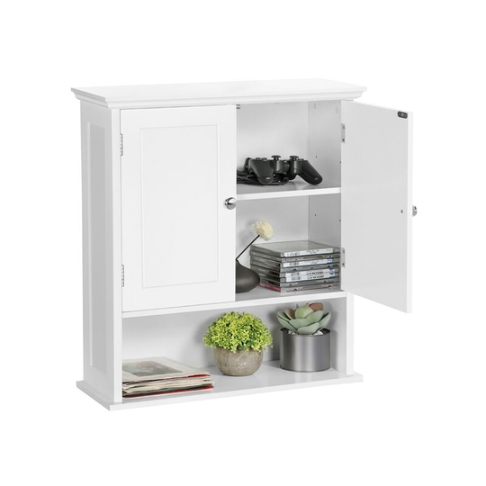 Yaheetech Living Room Wall-Mounted Cabinet Wall Mounted Locker,White - white
