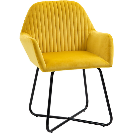 Modern Accent Chair Velvet-Touch Upholstered Lounge Armchair Yellow - Yellow - Homcom