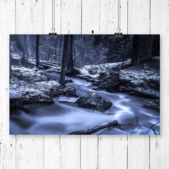 "Landscape Winter Forest Stream" Photographic Art