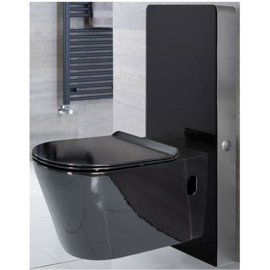 Milano - Nero - Black 483mm Bathroom Toilet wc Unit with Wall Hung Pan, Cistern and Soft Close Seat