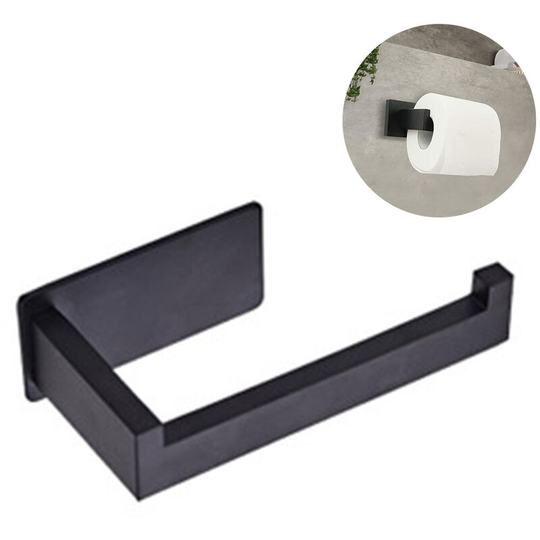 Toilet Paper Holder Stainless Steel, Half Open Bathroom Holder Wall Mount Rustfree Tissue Roll Dispenser for Washroom Kitchen-Black