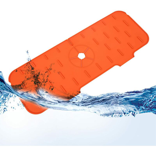 Perlerare - Silicone Faucet Mat, Silicone Kitchen Faucet Mat, Kitchen Faucet Sink, Water Splash Guard (Orange)