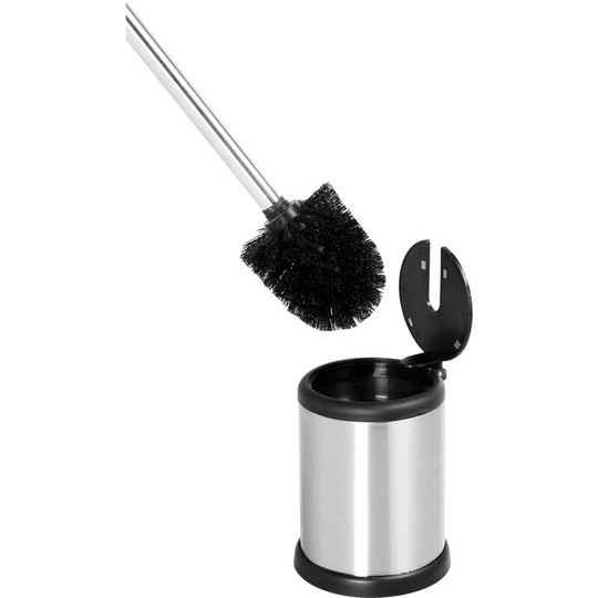 Aero Freestanding Stainless Steel Toilet Brush & Holder, Grey Finish - Grey