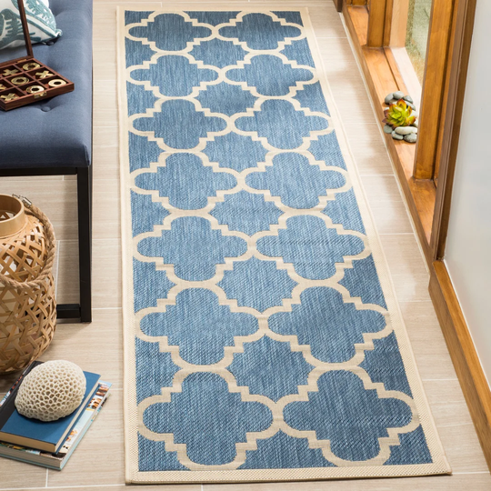 Portishead Looped Blue/Beige Area Rug