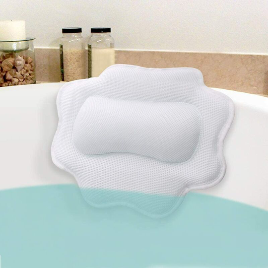 Spa Bath Pillow, 4 Strong Suction Cups Non-Slip Bath Pillows for Tub Head Neck Shoulder Support Relaxing Comfort Breathable 35 x 33 x 5cm