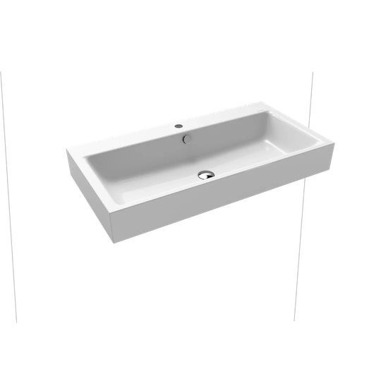 Black Metal Rectangular Wall Hung Basin Bathroom Sink with Overflow