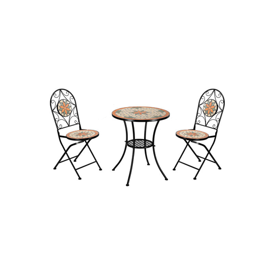 Ceramic Inlaid Maple Leaf Shape Mosaic Table And Chair Set - 28 Inch High Round Table( only table)