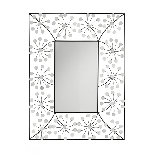 Framed Wall Mounted Accent Mirror in Silver