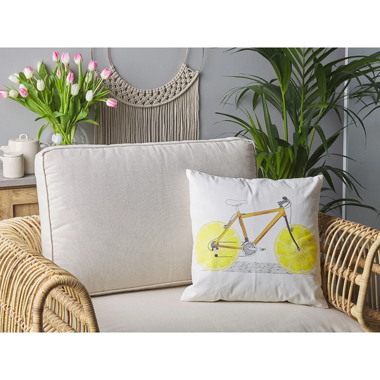 Set Of 2 Cushions Bicycle Motif 45 X 45 Cm Multicolour Kaelynn
