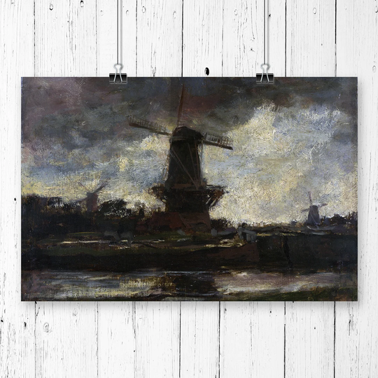 'Three Windmills 2' by Jacob Maris Printing Print