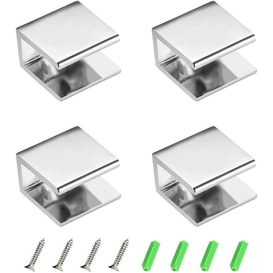 Glass Clamps, Zinc Alloy Rectangular Clip for 8-12mm Adjustable Bathroom Brackets, for Toilet, Balcony 4pcs Dksfjkl