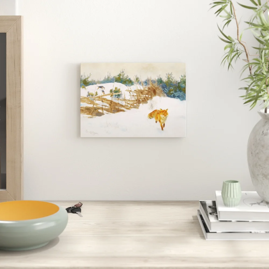 'Fox in the Snow 2' by Bruno Liljefors Printing Print