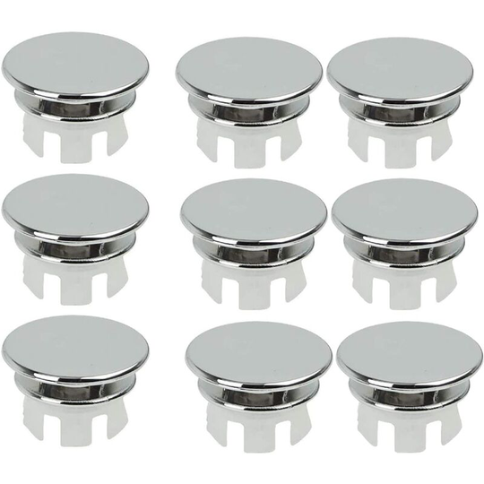 9pcs Sink Overflow Covers Chrome Bathroom Escutcheon Overflow Cover Plastic Ring Bathroom Sink Overflow Drain Hole Partial Support Round