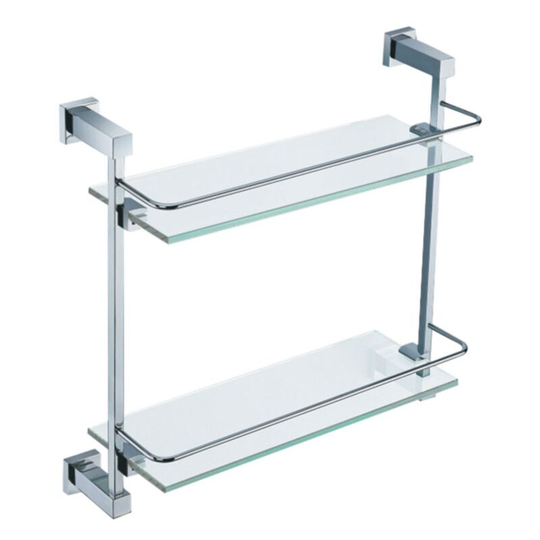 Neshome - Double Glass Bathroom Shelf Chrome