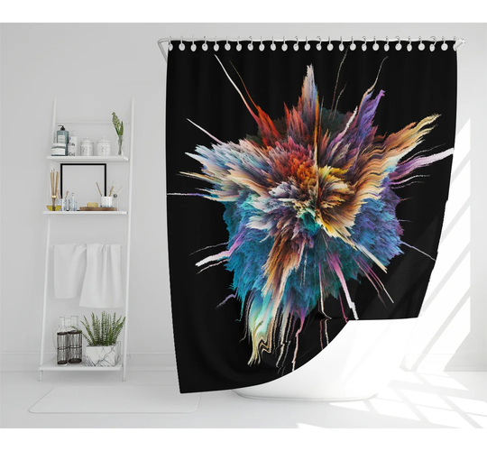 Colorful Explosion Isolated Designer Shower Curtain