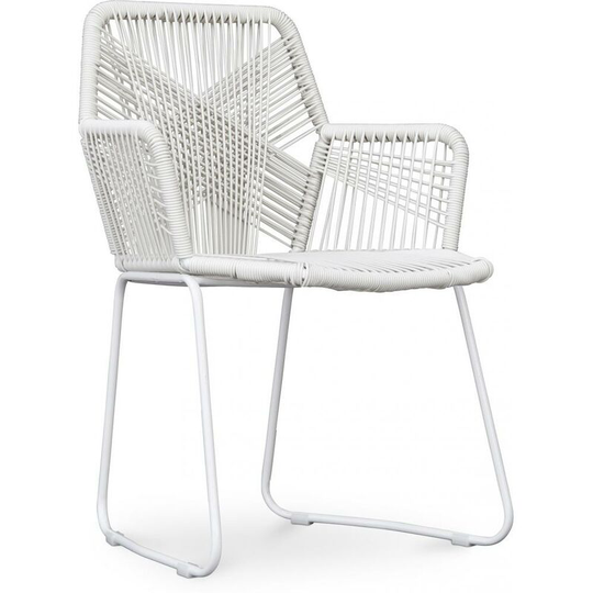 Frony Garden armchair - White Legs White Synthetic Rattan, Steel, Metal, pp - White