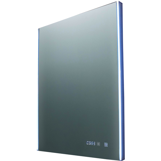 Athena 500mm x 700mm Illuminated led Mirror with Clock - Chrome