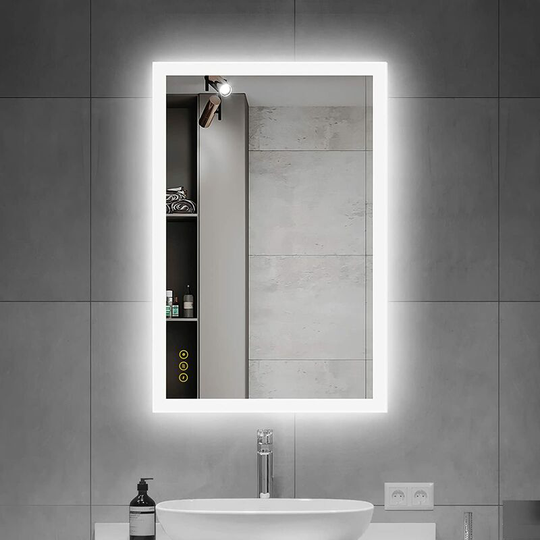 Bathroom Mirrors with led Lights Illuminated Backlit Wall Mounted Dimmable Touch Switch Horizontal/Vertical Demister IP44, Luna/50x70cm - Ai-lighting