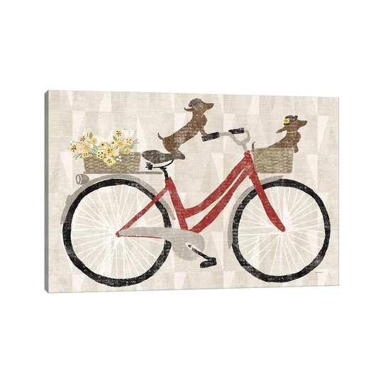 'Doxie Ride Red Bike' by Marcia Baldwin - Wrapped Canvas Graphic Art Print