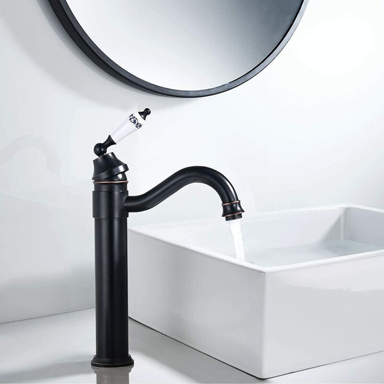 Swyeoot - Retro Black Tall Basin Faucet,360° Swivel Basin Mixer TapBathroom Faucet,Bathroom Mixer Tap,Brass