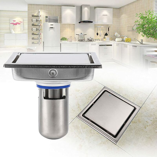 Gift - Floor Drain Shower Drain Floor Drain 304 Stainless Steel Odor Proof Floor Drain Shower Cover for Toilet Bathroom Kitchen, 110 x 110mm