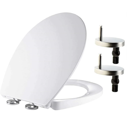 Toilet Seat With Soft Close, Quick Release For Easy Clean, Oval Toilet Seat, Standard Size Toilet Seat, Durable Loo Seat, Comes With Two Fitting Optio