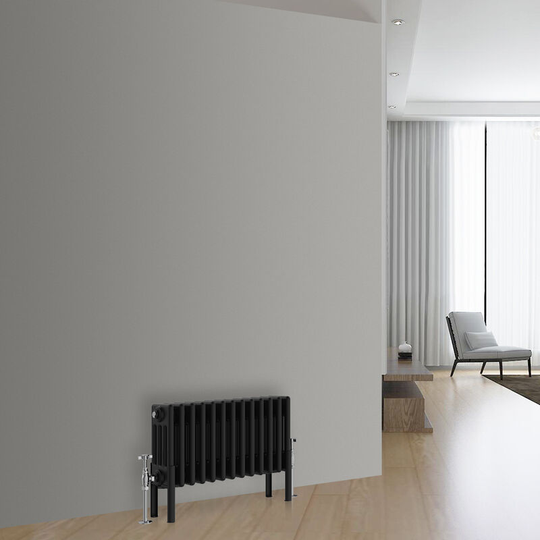 Traditional Vintage Cast Iron Style Radiator Black 4 Column 300x605mm