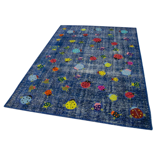 Darr Kirk Yama Hand-Knotted Cotton/Wool Blue/Orange Rug