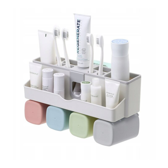 Perleraregb - Bathroom wall mount toothbrush holder bathroom shelf 4 cups