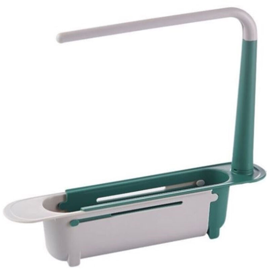 Kitchen Sink Holder, Sink Retractable Drain Rack, Dish Cloth Hanger, Towel Sponge Organizer Rack for Home Kitchen,Green - Green