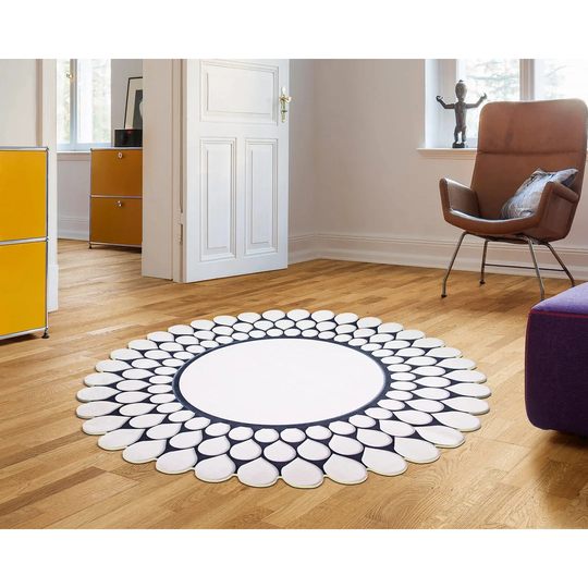Hunnewell Machine Woven White/Dark Teal Rug