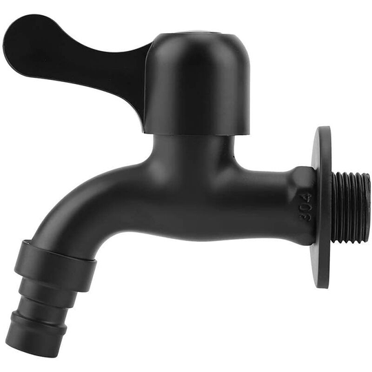 Denuotop - Bathroom Faucets, Black Wall Mount Faucet, 304 Stainless Steel Outdoor Quick Open Garden Water Faucet(#1)