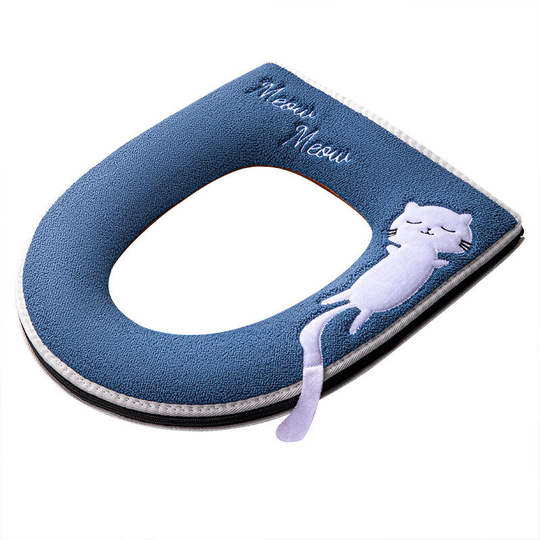 Toilet Seat Cover with Lid Lifter Handle Set Toilet Seat Covers with Zipper Washable and Stretchable Toilet Seat Cushion All Season Soft Thicker