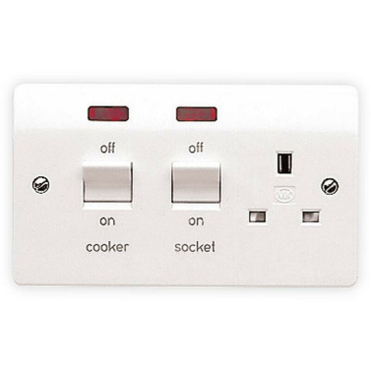 Mk by Honeywell 50A Cooker Swith With Neon - White