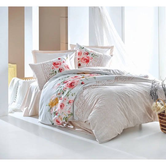 Cottingham White/Cream/Pink 100% Cotton Duvet Cover Set