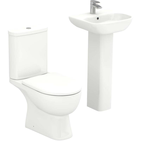 Monza 450mm Full Pedestal Basin and Closed Back Toilet Suite - White
