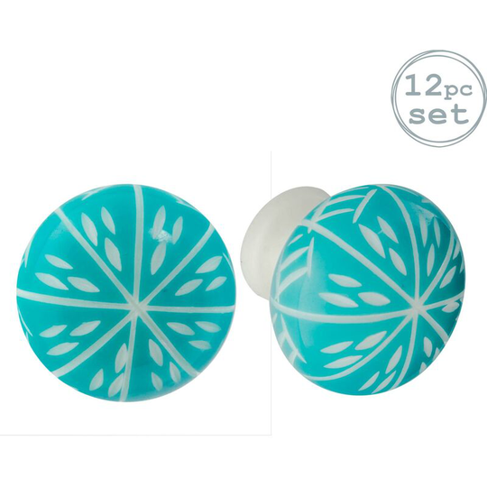Resin Cabinet Knobs - Turquoise - Pack of 12 - Nicola Spring
