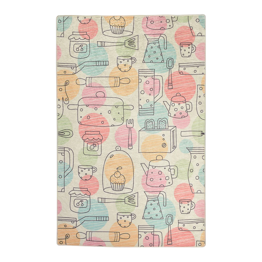 Mansour Bakery Shaggy Pink/Yellow/Blue Rug