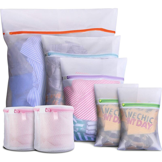 7 Pieces Mesh Laundry Bags Lingerie Wash Bags for Delicate Clothes with Premium Zipper - 1 Extra Large & 1 Large & 1 Medium & 2 Small & 2 Bra Bags