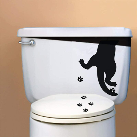 Wall Sticker Art Decals Removable Wallpaper Toilet Seat Cute Cat Vinyl Decor for Fashion Bathroom,creative bathroom decoration stickers(14.7*22CM)