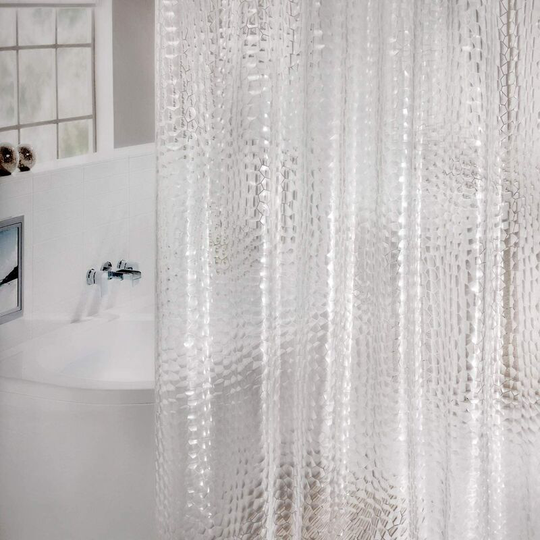 Mildew Proof Shower Curtain with Weight Magnet Underneath, Clear EVA Cubic 3D Waterproof Antibacterial Curtain for Shower and Bathtub